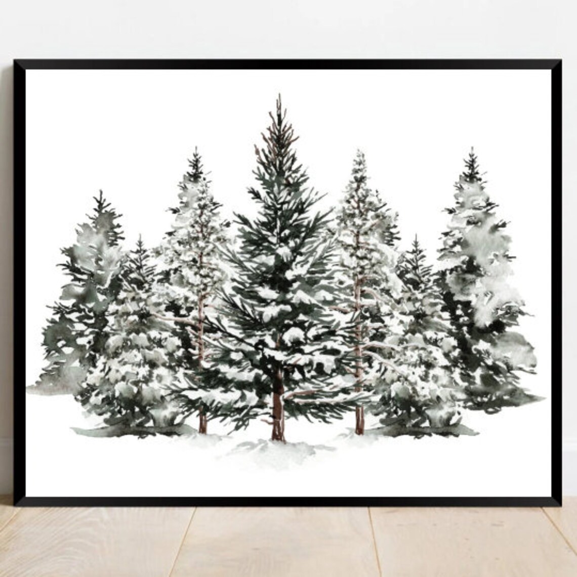 Winter Trees Vintage Winter Decor Art Print