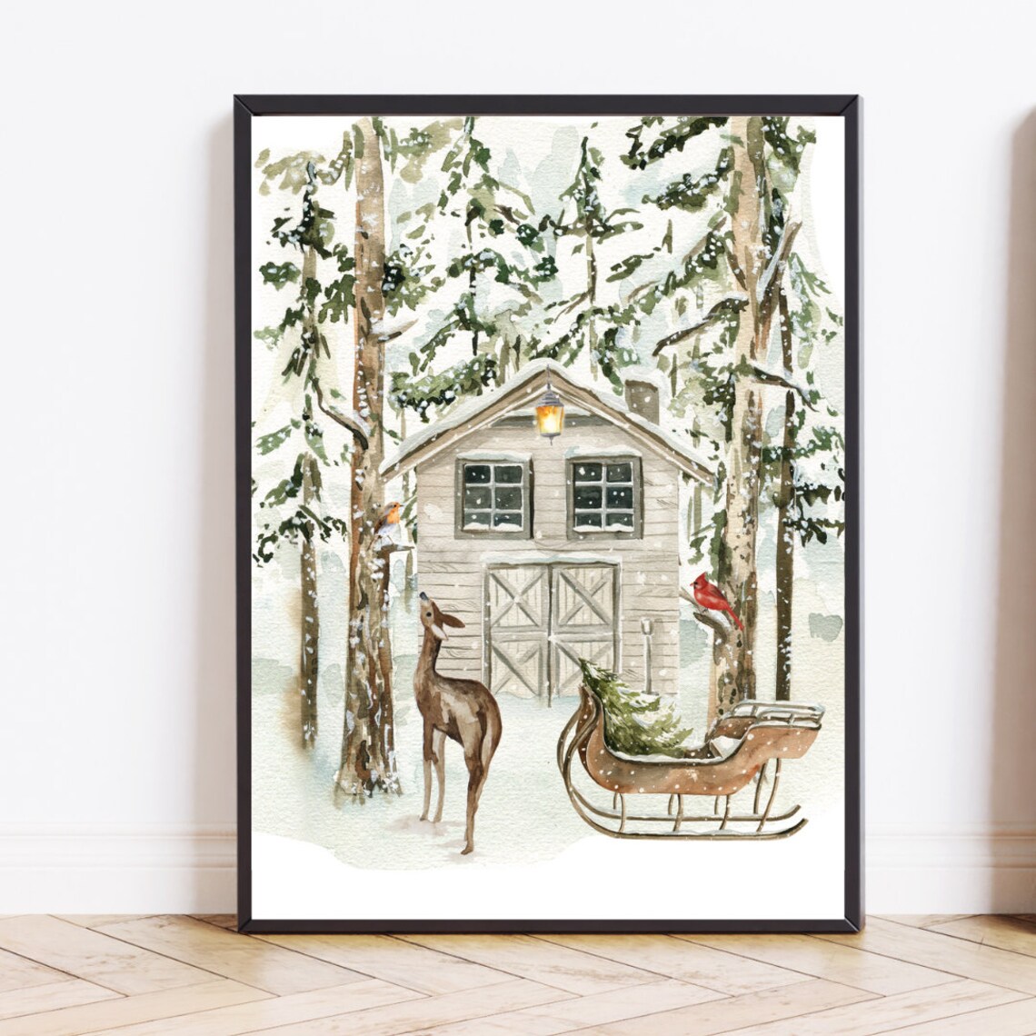 Winter Christmas Prints, Farmhouse Holiday Wall Art - Image 2