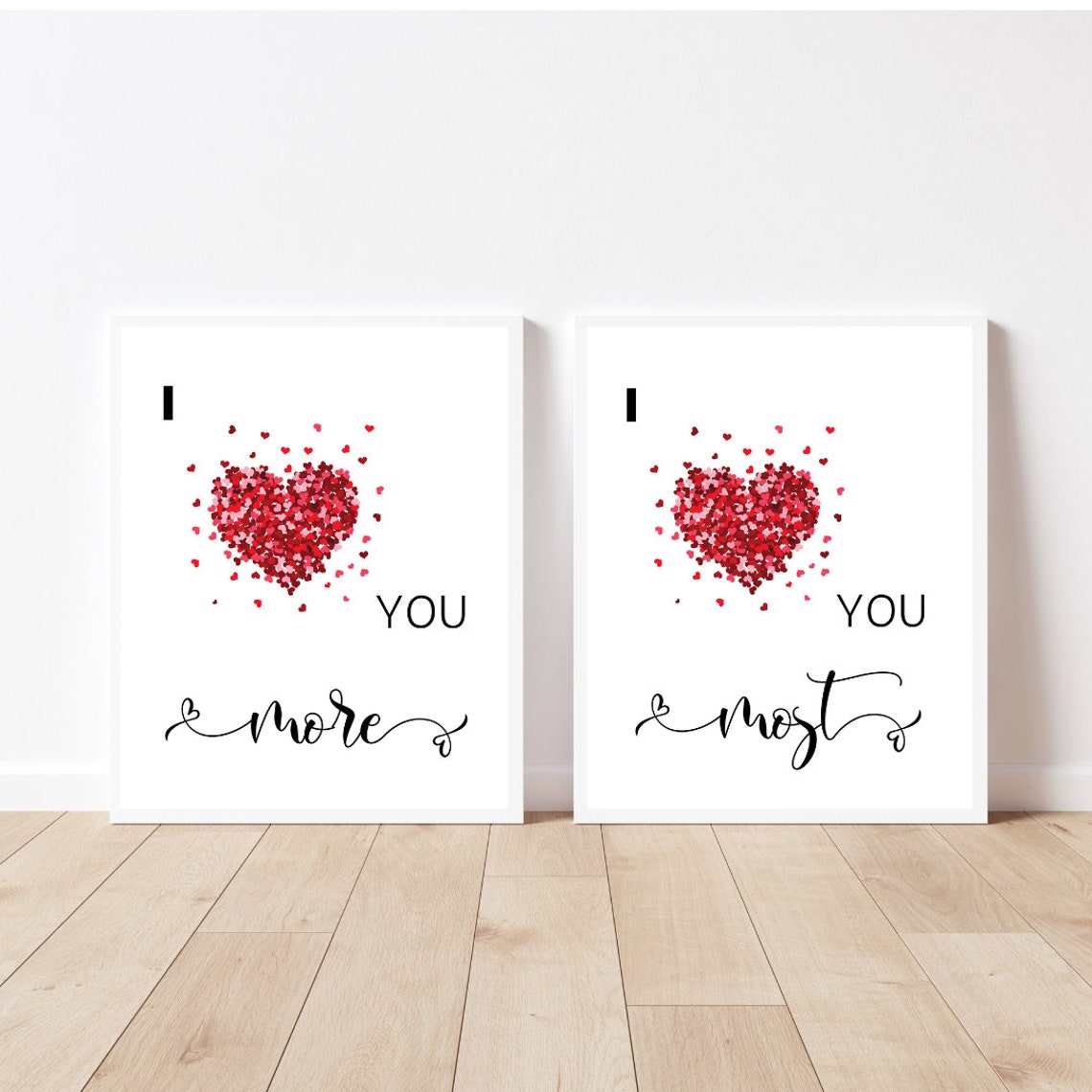 I Love You More Most Heart Confetti Romantic Couple Set Poster