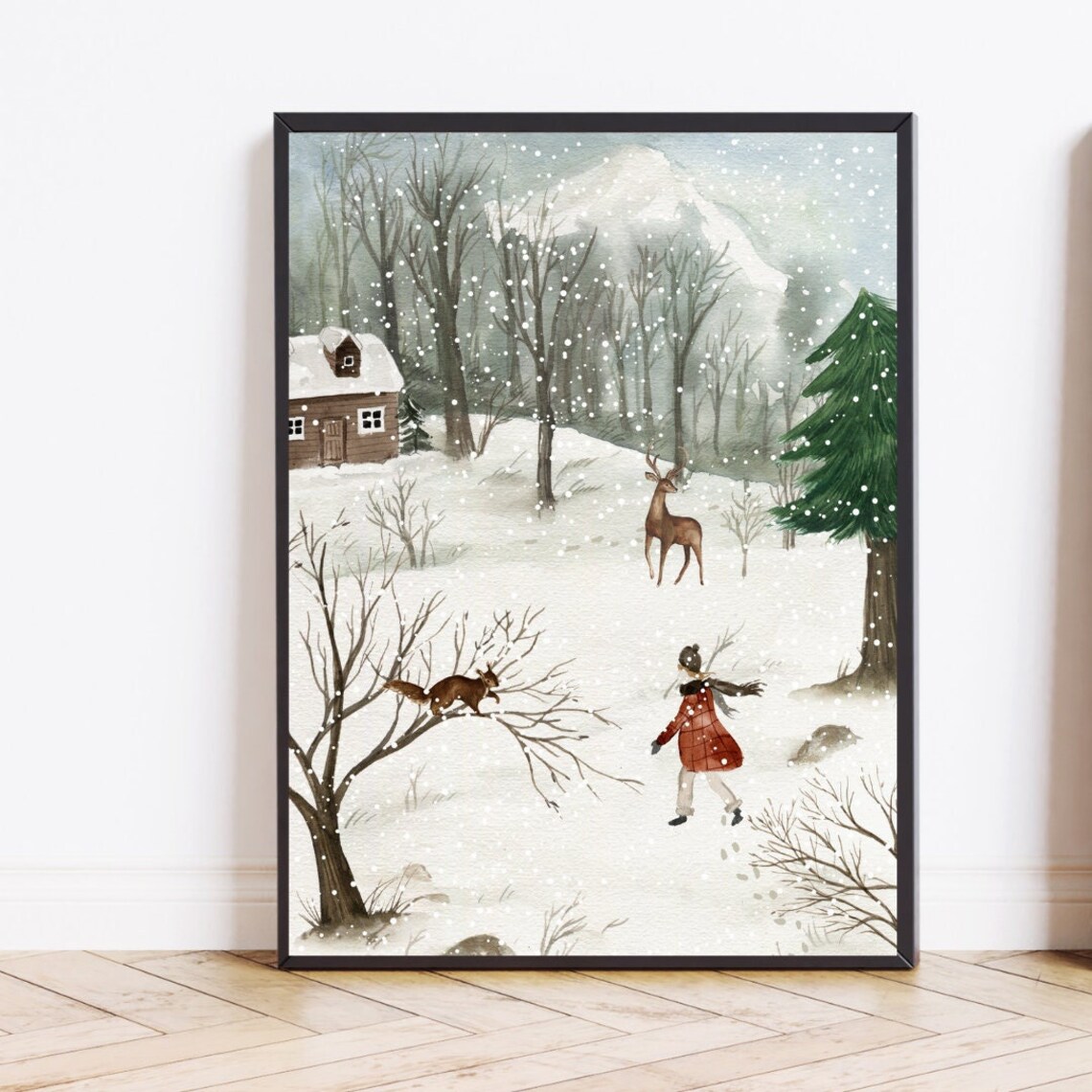 Ice Skating Christmas Prints, Rustic Winter Poster - Image 2