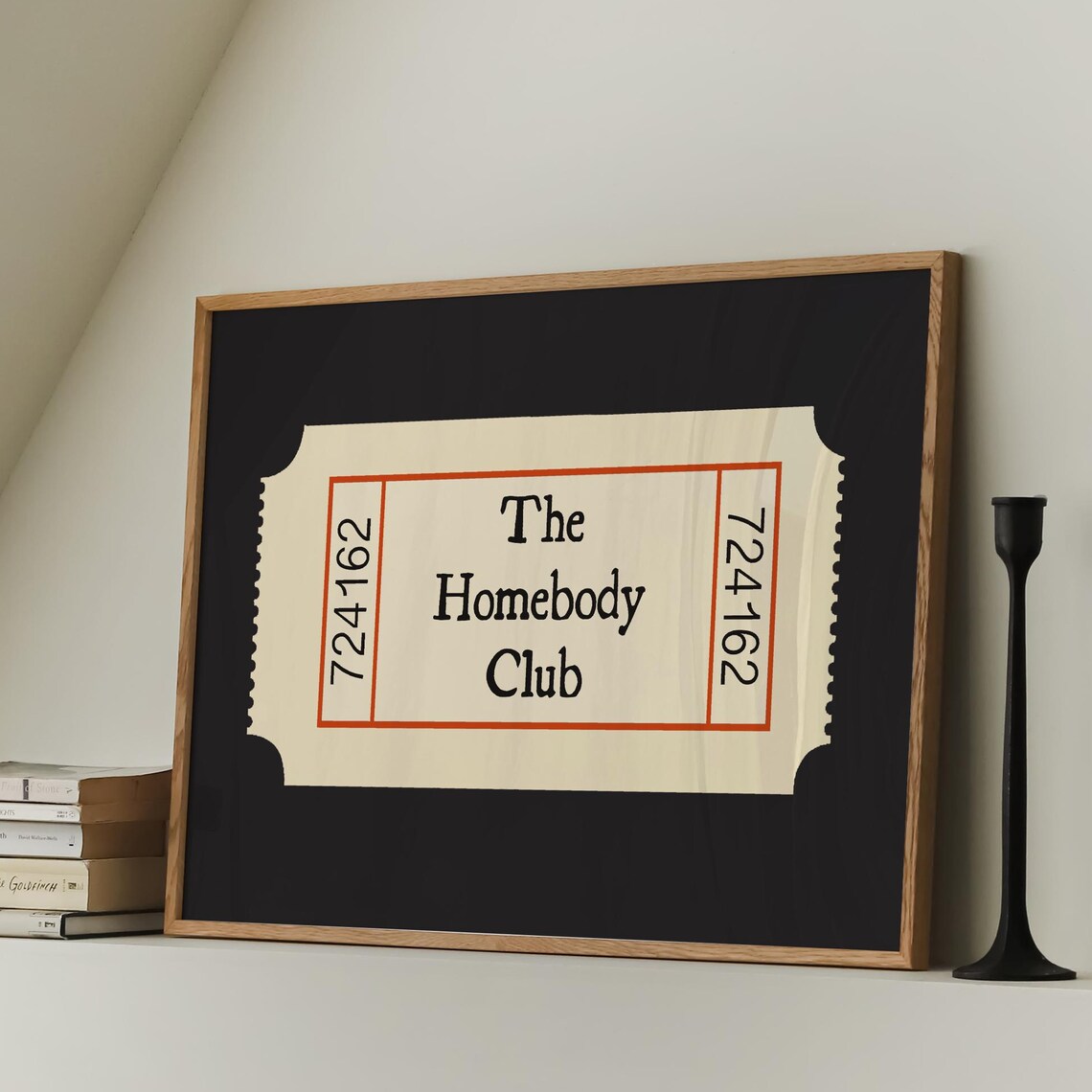 The Homebody Club Cream Ticket Stub Vintage Black Retro Poster