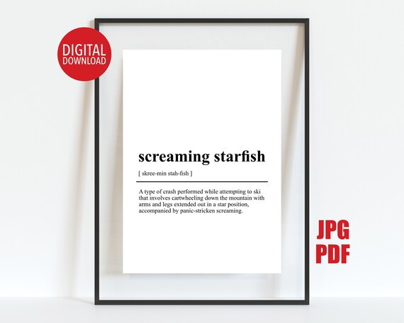 Aprs Ski Party Poster Ski Lodge Decor Ski Terminology Screaming Starfish Definition Print Ski Wall Art
