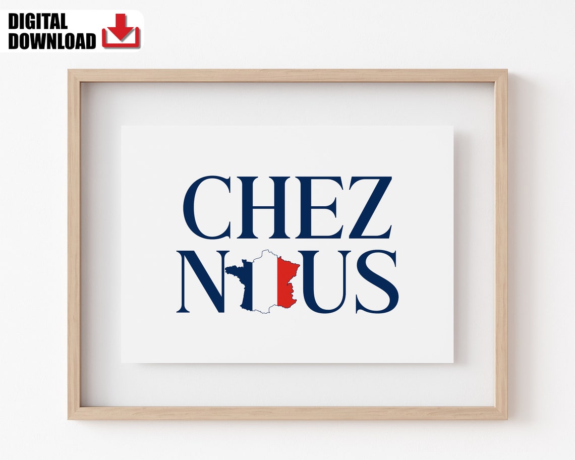 French Welcome Home Print France Flag Wall Art France Entrance Sign French Language Poster French Typography - Image 2