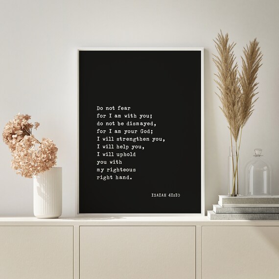 Isaiah 41:10 Bible Verse Scripture Wall Decor Fear Not Christian Poster