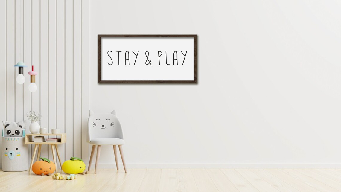 Stay And Play Sign Playroom Decor Playroom Wall Sign Kids Wall Decor Nursery Decor Farmhouse Sign Wood Sign Farmhouse Wall Decor - Image 5