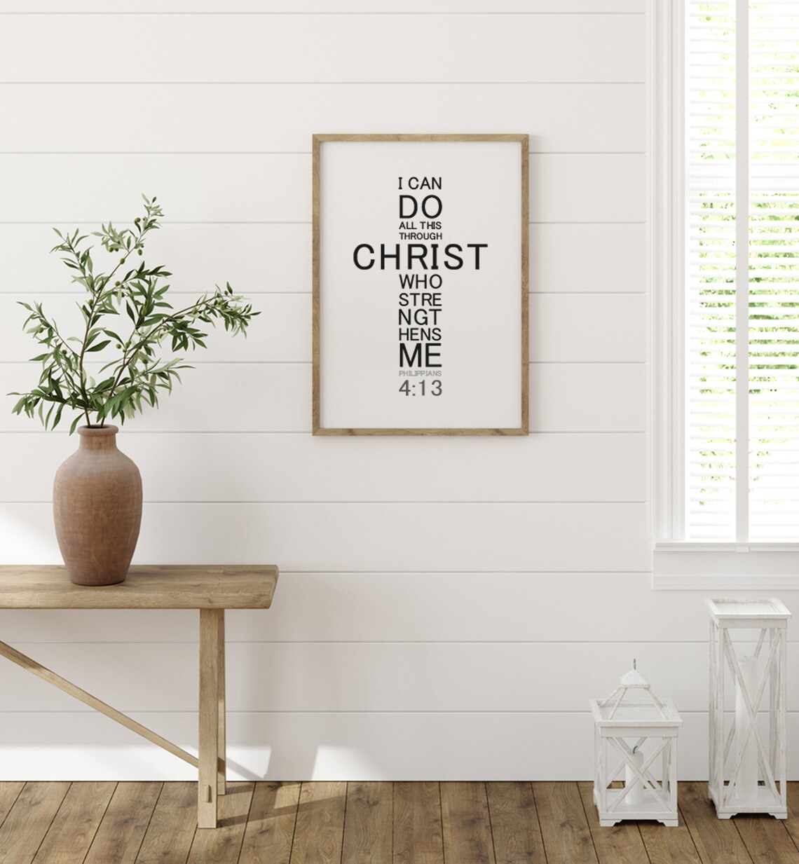 I Can Do All Things Through Christ Cross Shaped Philippians 4:13 Art Poster - Image 2