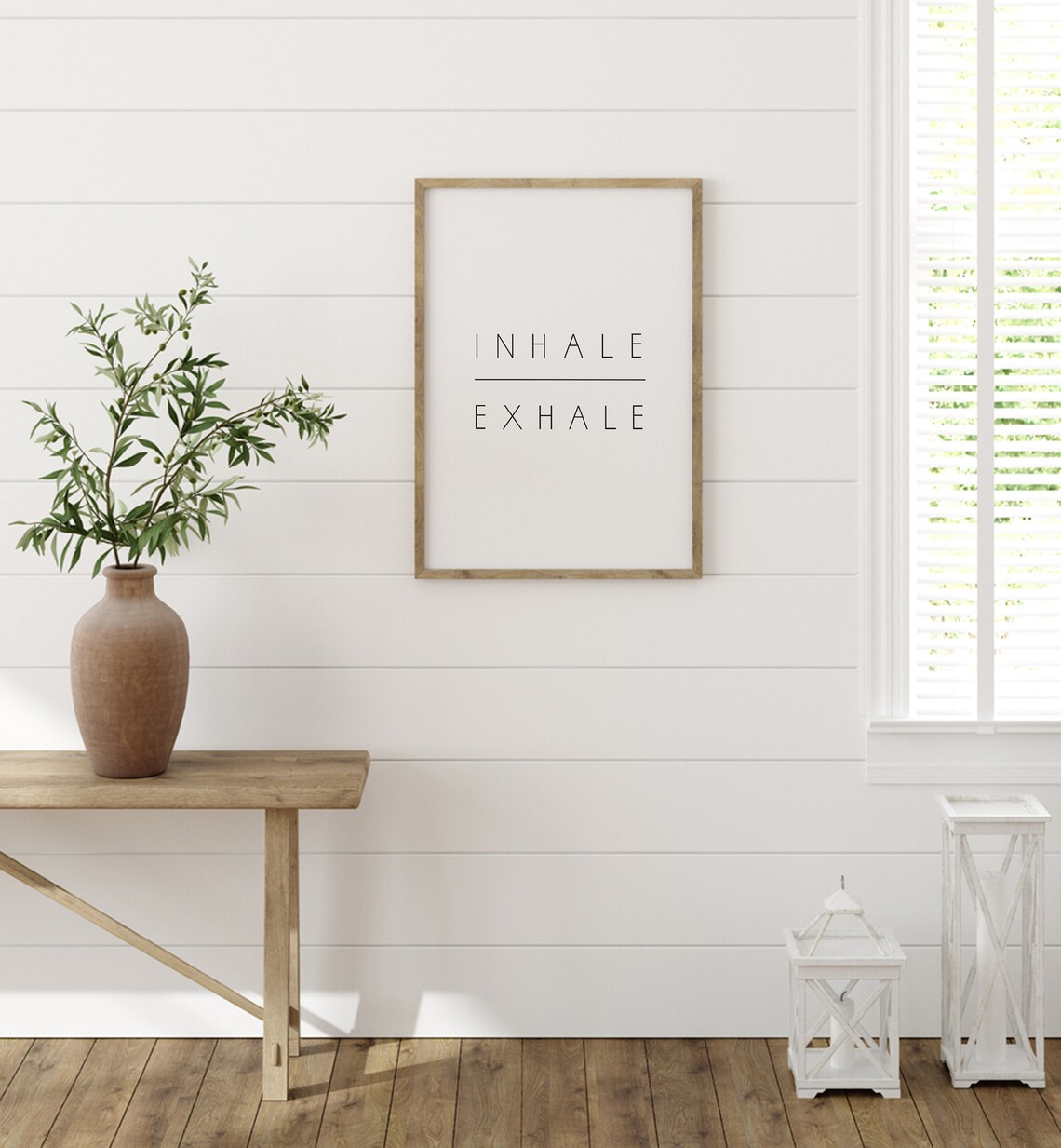 Inhale Exhale Farmhouse Bedroom Wall Art Print - Image 2