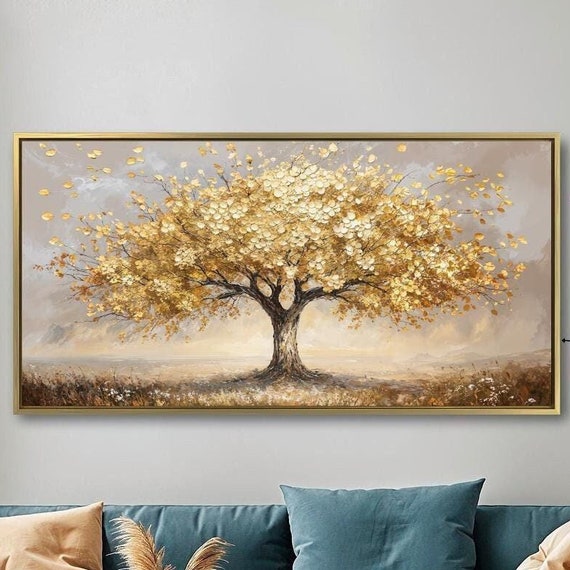 Tree Of Life Autumn Landscape, Golden Foliage Art Print