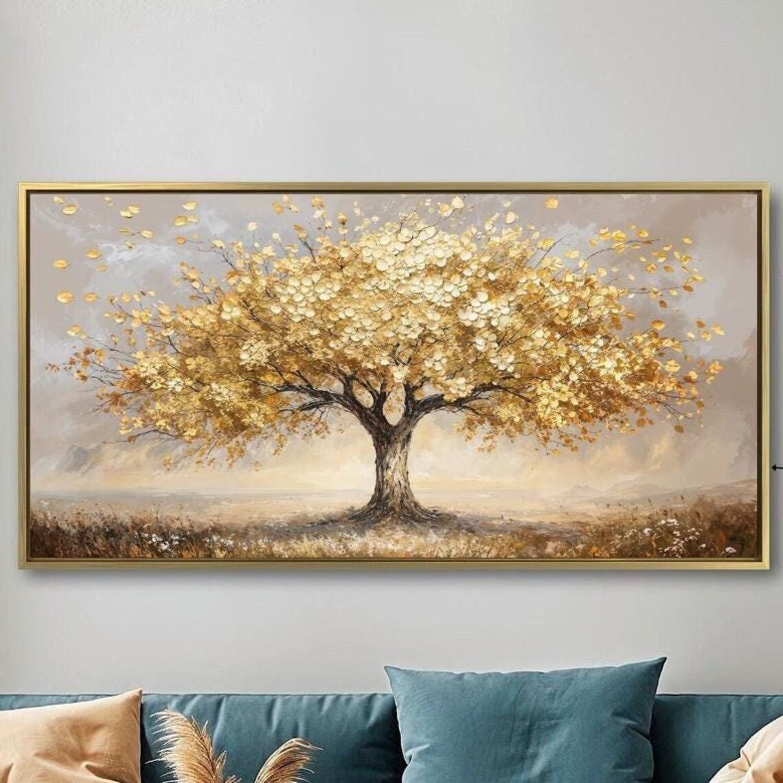 Tree Of Life Autumn Landscape, Golden Foliage Art Print