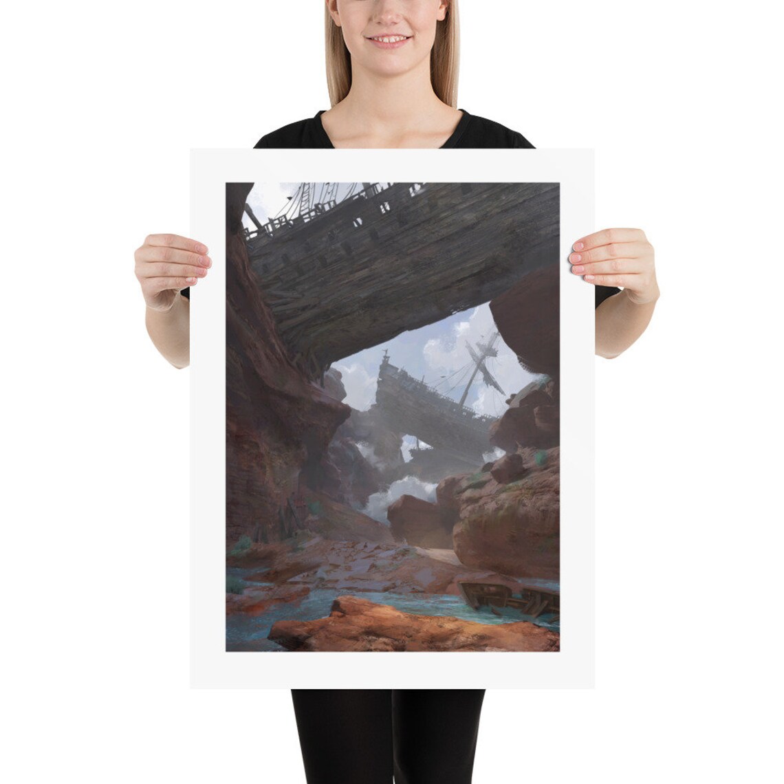 Pirate Canyon Poster, Shipwreck Pirate Ship Art Print - Image 2
