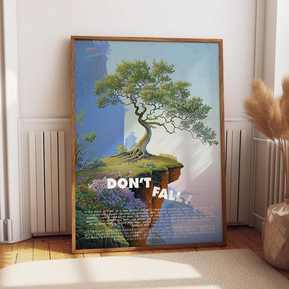 Dont Fall Tree Art Poster Inspiring Cliffside Tree Artwork For Nature Enthusiasts Home Decor Tree On Cliff Art Poster Or Print