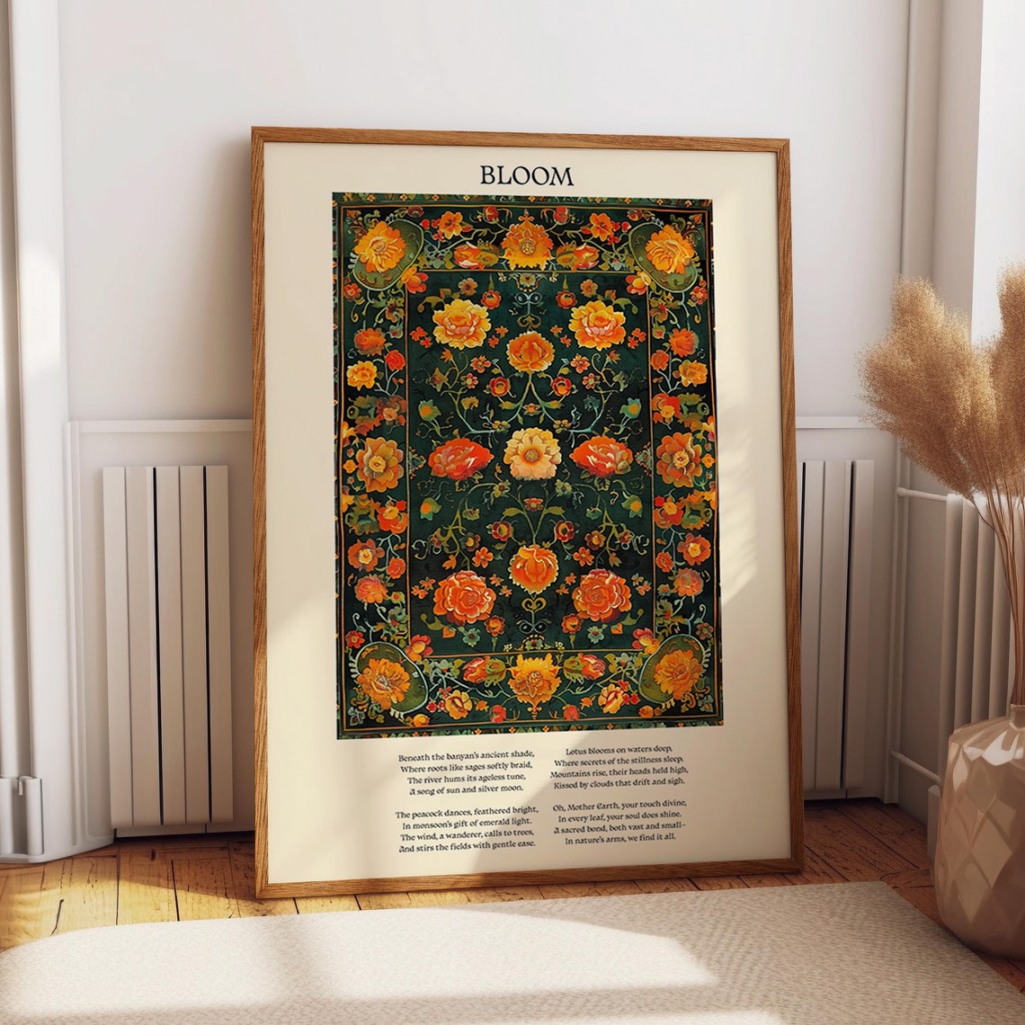 Retro Floral Art Print With Poetic Verse Poster Pattern Flower Botanical Wall Art For Home And Office Decor Poster Or Print