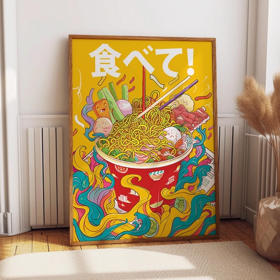 Ramen Wall Art Poster Eat Bold Colorful Noodle Print Asian Cuisine Kitchen Restaurant Wall Decor Poster Or Print