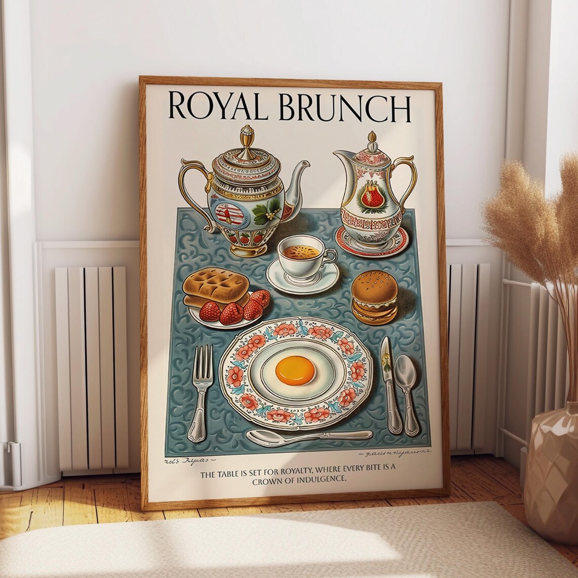 Classic Table Setting Retro Brunch Illustration