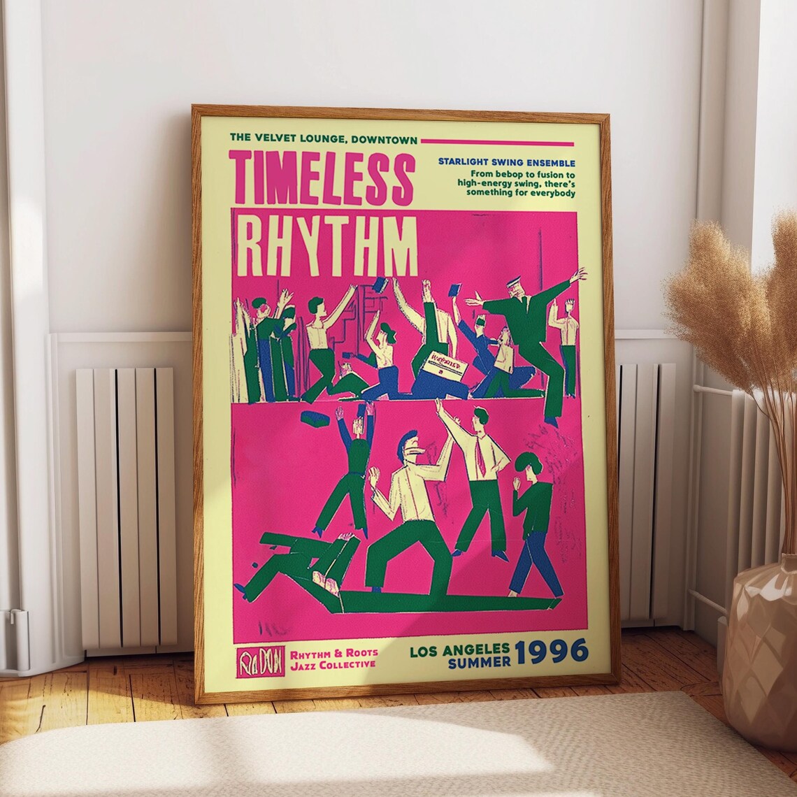Timeless Rhythm 1996 Los Angeles Jazz Festival Retro Concert Poster