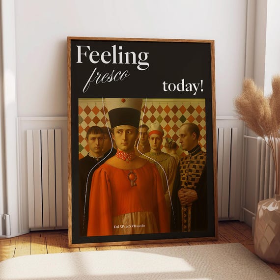 Classical Noblemen Portrait Renaissance Inspired Modern Humor Art Print Feeling Fresco Today Poster Poster Or Print