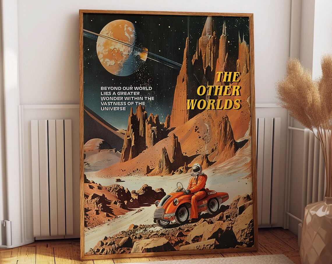 Retro Space Exploration Poster, Galactic Dystopian Art Print