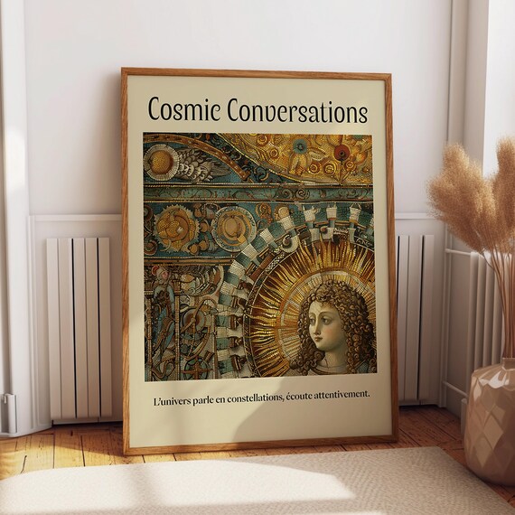 Cosmic Conversations Antique Mosaic Angel Constellation Wall Art
