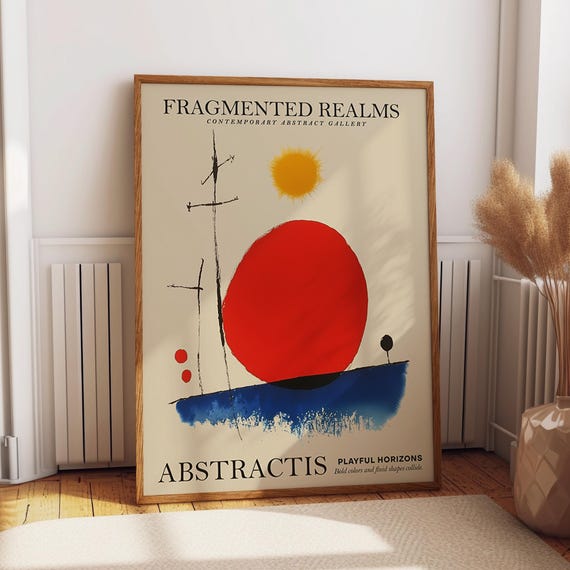 Red And Blue Abstract Art Print Bold Geometric Modern Wall Art Decor Contemporary Minimalist Poster Poster Or Print