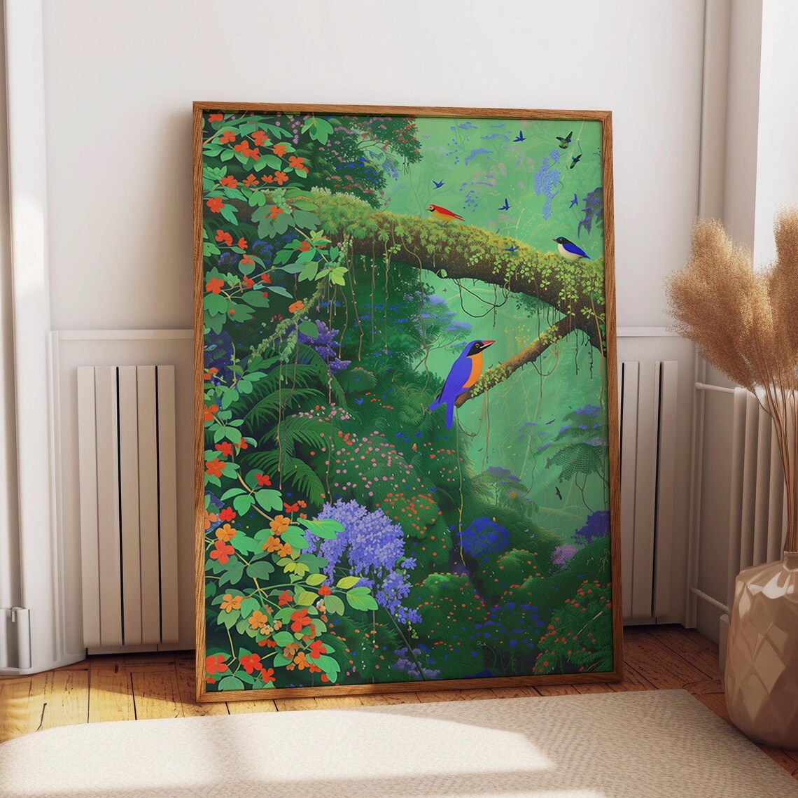 Rainforest Birds Art Print, Jungle Wildlife Decor