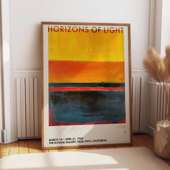 Orange And Blue Hues Poster Horizons Of Light Sunset Gradient Exhibition Art Print Abstract Expressionist Art Poster Or Print