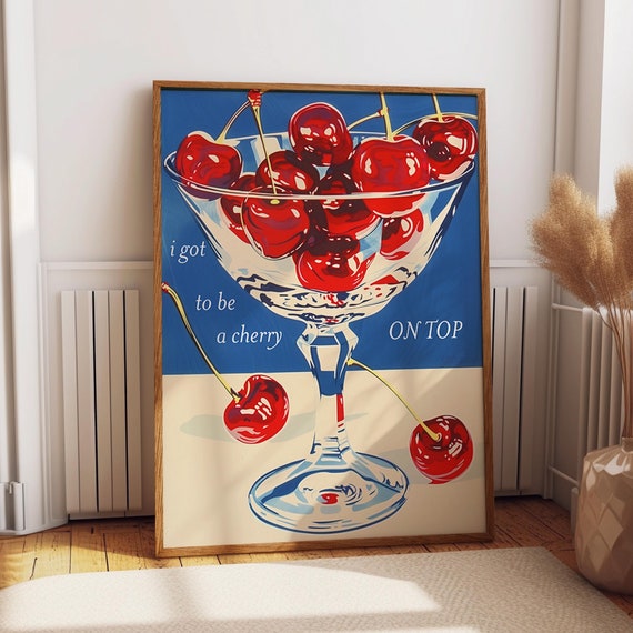 Cherry Fruit Art Poster, Modern Kitchen Decor