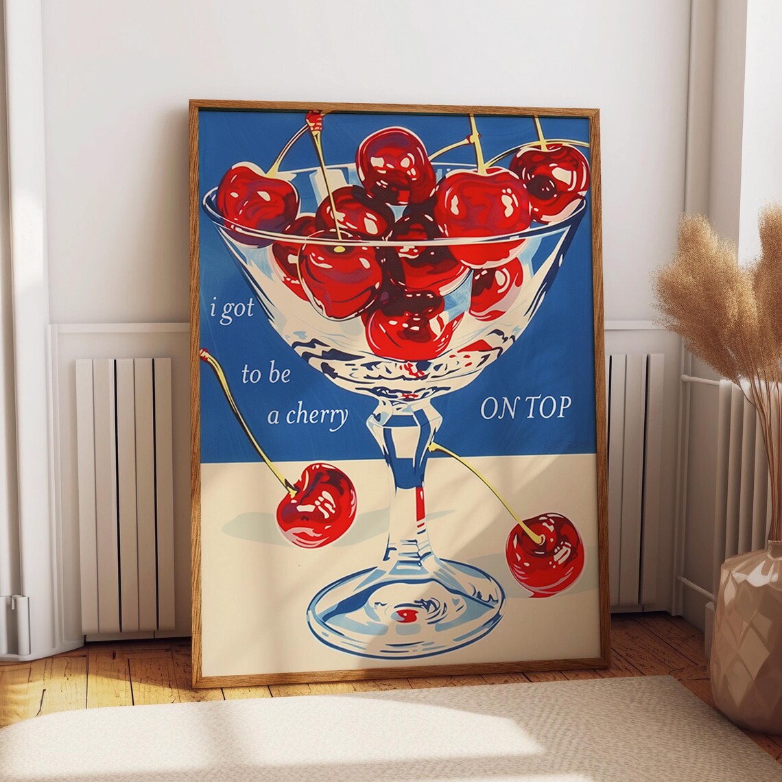 Cherry Fruit Art Poster, Modern Kitchen Decor