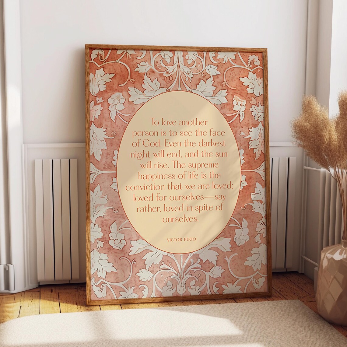 Victor Hugo Love Quote Blush Pink Floral Medallion Art Poster