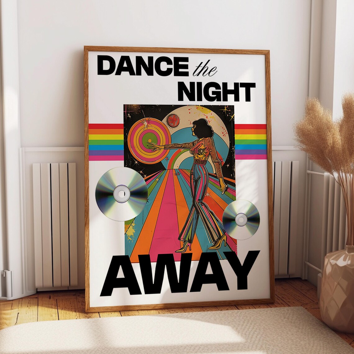 Dance The Night Away 70s Psychedelic Disco Dancer Retro Poster
