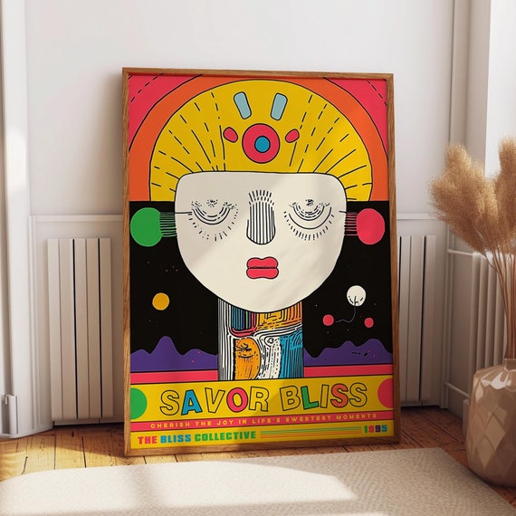 Abstract Face Retro Pop Art Exhibition Poster