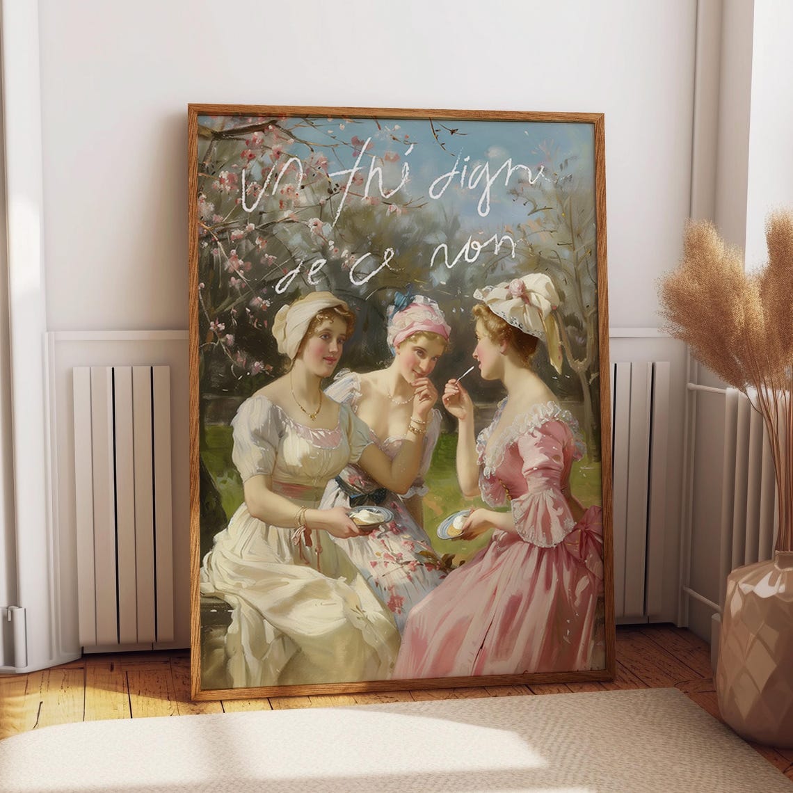 Three Women Having Dessert Garden Painting Art Print French Rococo Fashion Wall Art Feminine Art Home Decor Poster Or Print