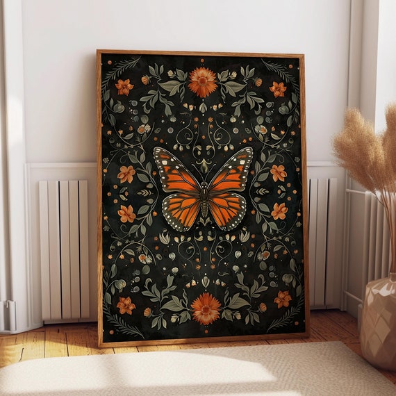 Garden Butterfly Poster Floral And Fauna Wall Art Print Nature Inspired Botanical Wall Decor For Home Office Poster Or Print