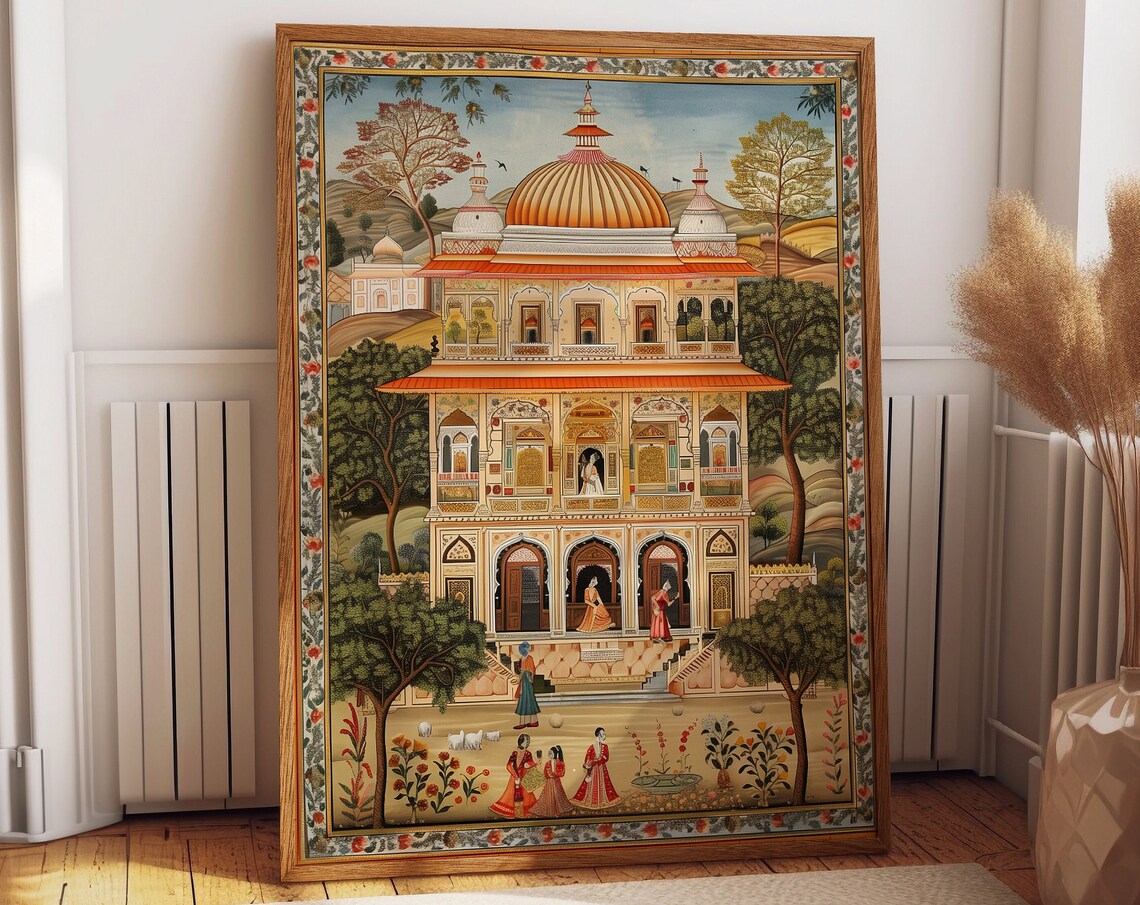 Indian Pichwai Temple Art Print, Rajasthani Heritage