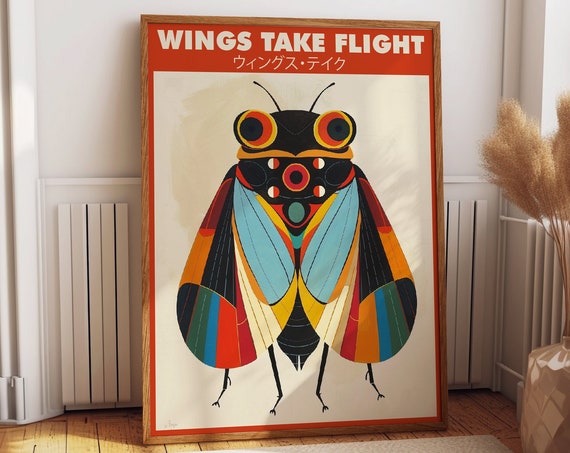 Fly Art Poster, Colorful Insect Illustration