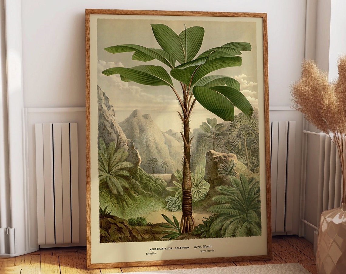 Vintage Tropical Tree Art Print, Greenery Wall Decor