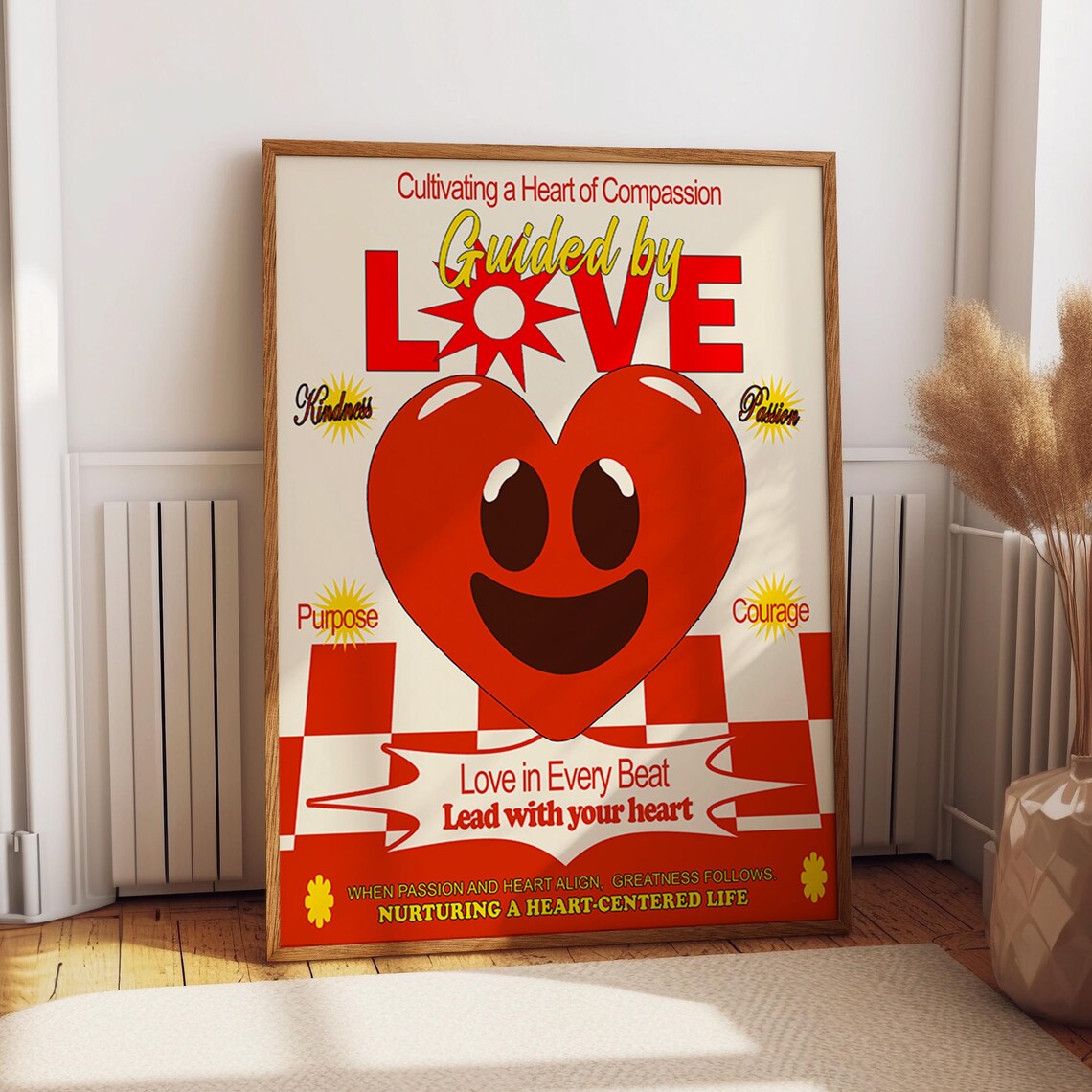 Guided By Love Smiling Heart Motivational Inspirational Wall Art