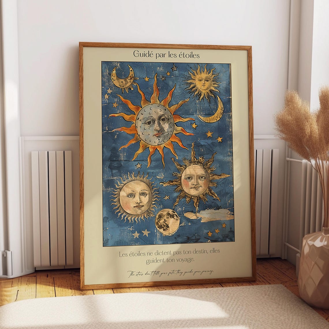 Celestial Sun and Moon Boho Astrology Art Print