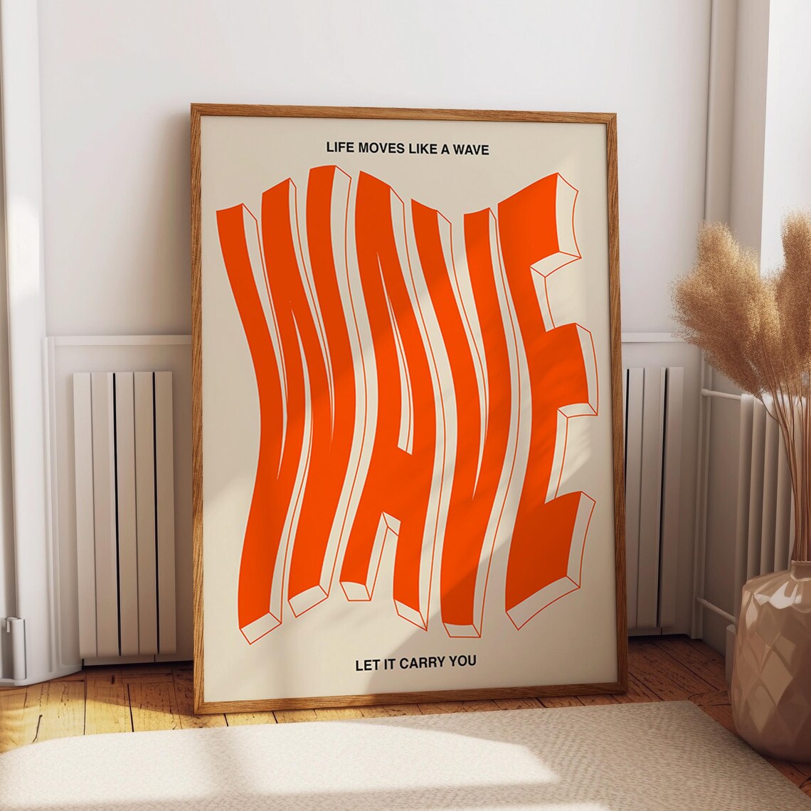 Wave Bold Typography Art Print, Orange Motion Design