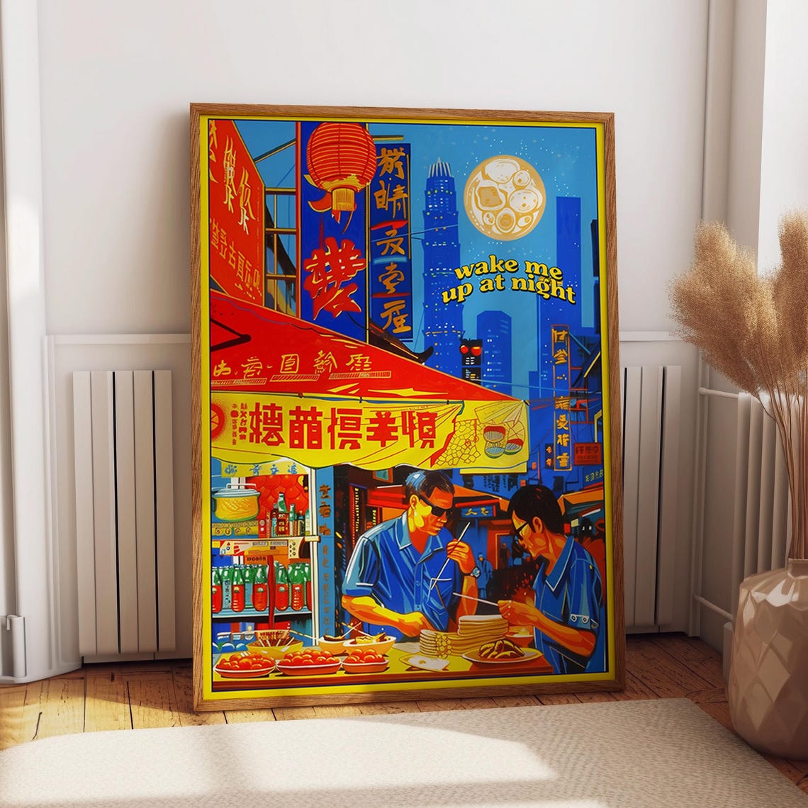 Night Market Street Food Art Print Neon Cityscape Asian Cuisine Wall Art For Modern Urban Home Decor Poster Or Print