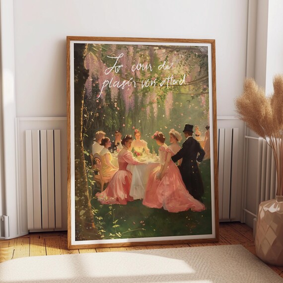 Victorian Garden Party Wall Art Elegant Afternoon Tea Gathering Art Print Romantic Rococo Dining Art Poster Poster Or Print