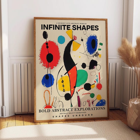 Bold Abstract Shapes Art Print Miro Inspired Geometric Wall Art Modern Contemporary Expressionist Poster Decor Poster Or Print