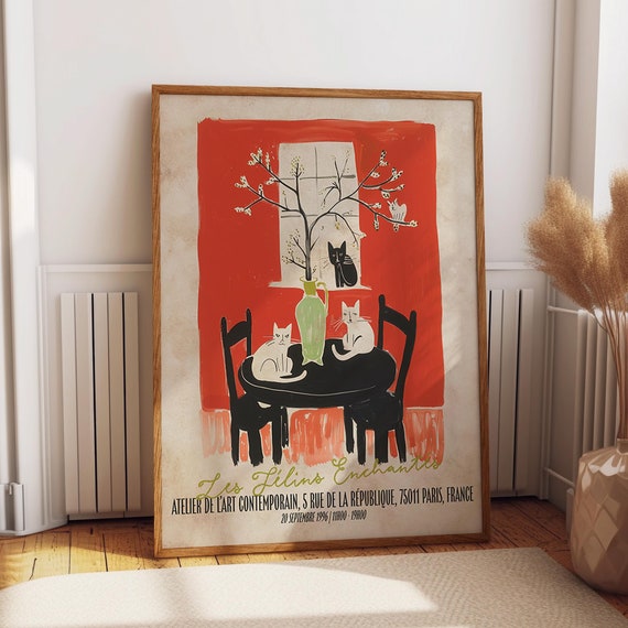 Les Chats Enchants Parisian Cat Art Print, 1996
