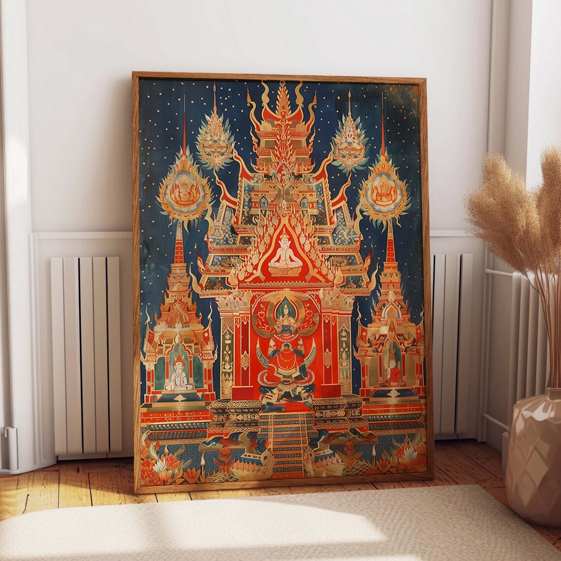 Thai Temple Artwork Poster, Traditional Buddhist Temple