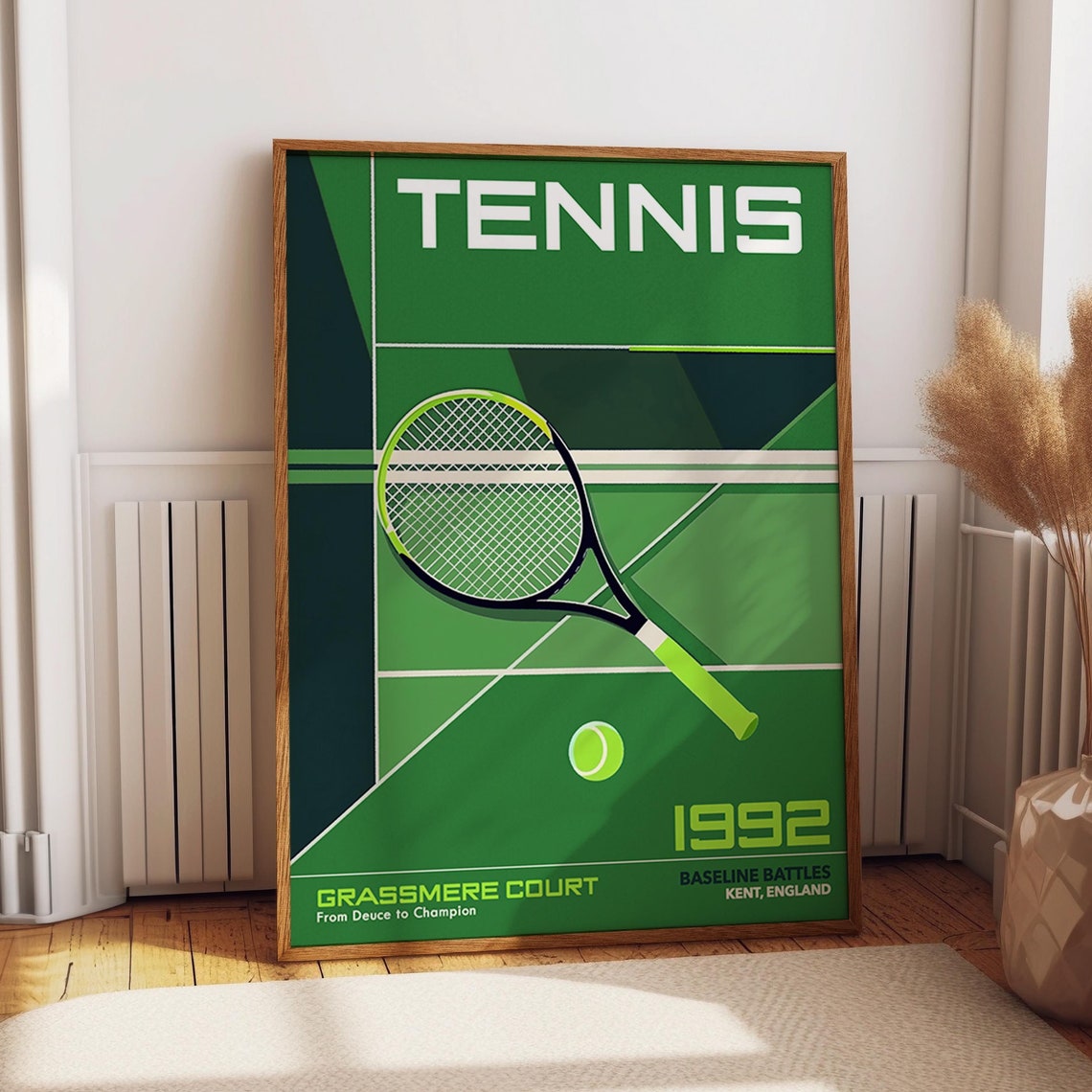 Tennis Racket Poster Tennis Court Sports Wall Decor 1992 Tennis Match Sports Artwork Sports Event Memorabilia Poster Or Print