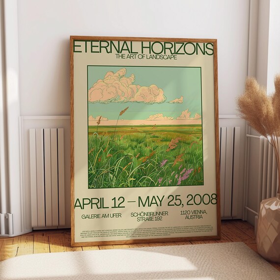 Green Meadow Under Big Cloud Poster Horizons Landscape Field Wall Art Austrian Countryside Nature Wall Decor Poster Or Print