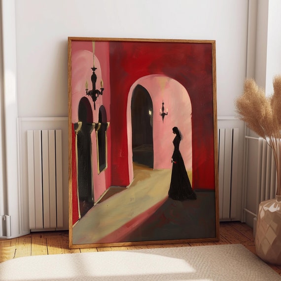 Mysterious Corridor Art Print Woman Art Gothic Mansion Decor Victorian Style Art Woman Print Home Decor Poster Or Print