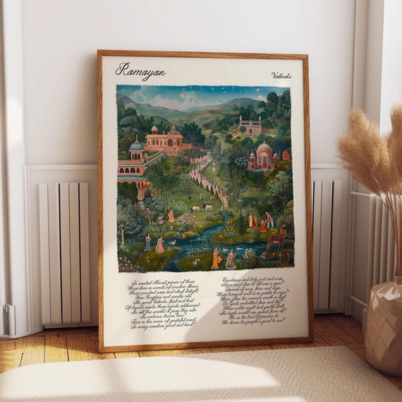 Ramayan Garden Wall Art Pichwai Style Indian Mythology Art Poster Religious Indian Cultural Heritage Wall Decor Poster Or Print