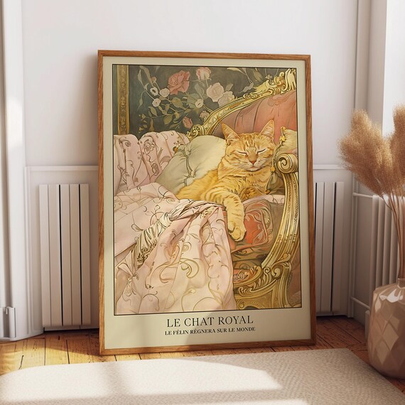 Le Chat Royal Cat Art Print, French Style Poster