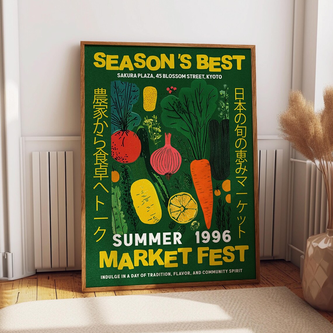 Retro Vegetables Farmers Market Fest Poster Print