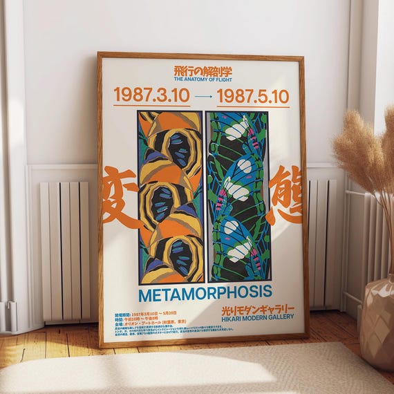 Metamorphosis Butterfly Exhibition Poster The Anatomy Of Flight 1987 Hikari Modern Gallery Japanese Art Print Poster Or Print